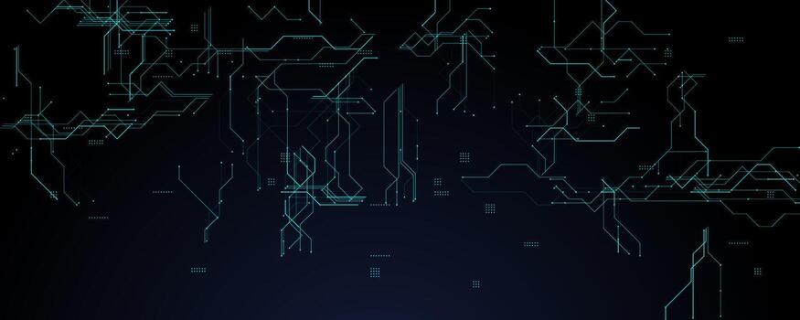 Futuristic Tech Circuit Background With Glowing Lines. Abstract electronic network design in blue tones, perfect for technology, data, and innovation themes. Clean modern concept. illustration vector