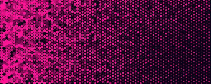 Abstract hexagon honeycomb grid background cyber tech. Digital pattern for AI banner, dark geometric surface, futuristic backdrop, molecule mesh, halftone tile texture, conference design. BG vector