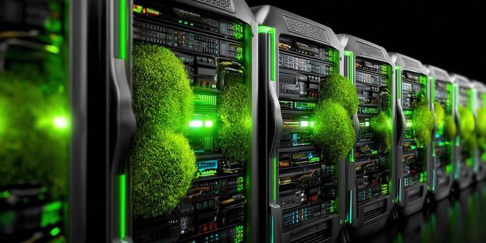 sostenible datos centrar con verde plantas, representando un futuro de Respetuoso del medio ambiente tecnología y innovación. foto