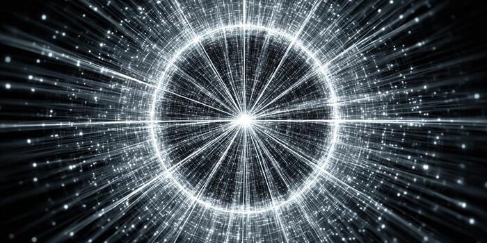 Stunning abstract digital art depicting a glowing, circular pattern with radiating lines. photo