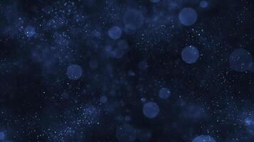 atmosfärisk blå abstrakt bakgrund med glittrande skinande partiklar och skimrande bokeh ljus sfärer. magisk stardust effekt. video
