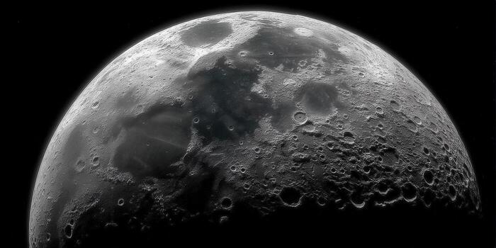 A detailed view of the moon, revealing its craters and the dark expanse of space. photo