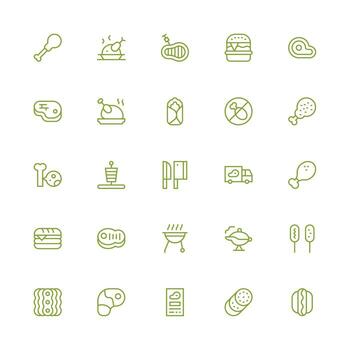 medio carrera contorno estilo carne íconos con 25 vectores alta resolución íconos para ninguna plataforma