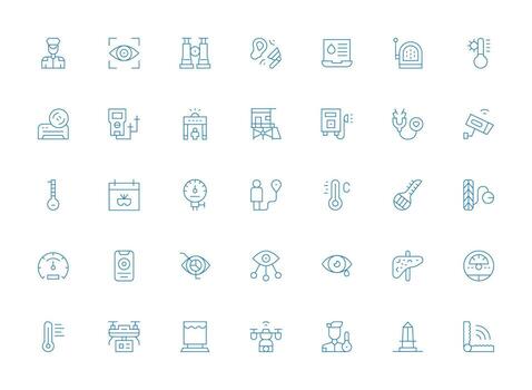 Light Line Icons from Monitoring Set with 35 Vectors Minimal Icon Set for Interface Projects