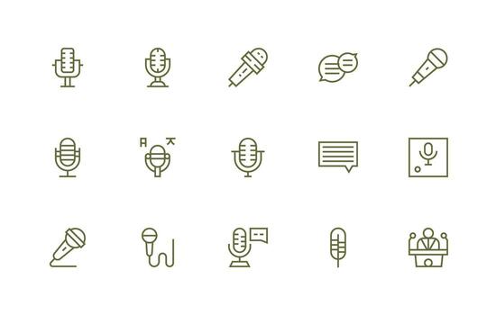 15 regular línea vectores para comentario tema claro y conciso icono conjunto colección