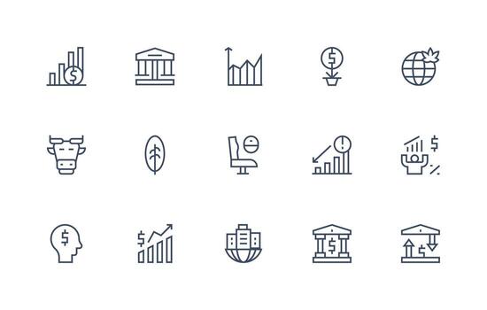 15 Regular Line Icons for Economy Graphics Scalable Icons for All Themes vector