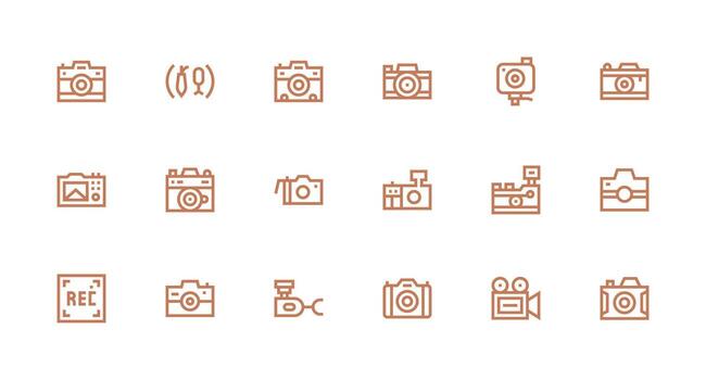 Capture Set with 18 Strong Stroke Line Icons Simple Icons for Interface and Wireframes vector