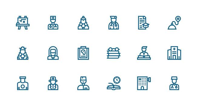 Exam featuring 18 Icons in Strong Stroke Line Design Pixel Perfect Icon Set vector