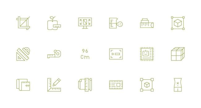 Dimensions including 18 Minimal Line Illustrations Fully Editable Icon Set for Web vector