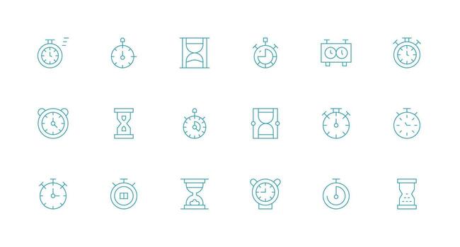 Elapsed Time Set with 18 Minimal Line Icons Web and App Icon Pack Collection vector