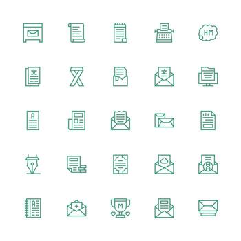25 íconos para letra en medio carrera contorno formato interfaz icono colección para diario proyectos vector
