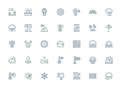 clima incluso 35 regular limpiar línea ilustraciones limpiar icono colección para web utilizar vector