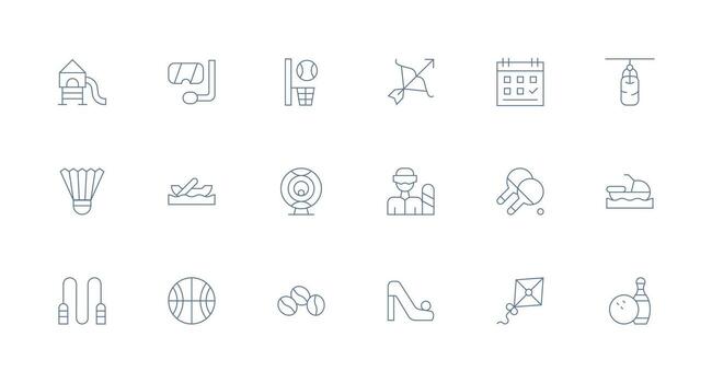 actividad conjunto con 18 mínimo línea íconos agudo íconos para presentaciones vector