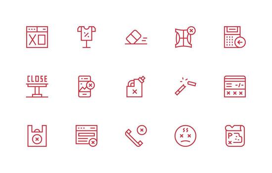 Cancel Visual Pack containing 15 Regular Line Icons Basic Icon Series vector