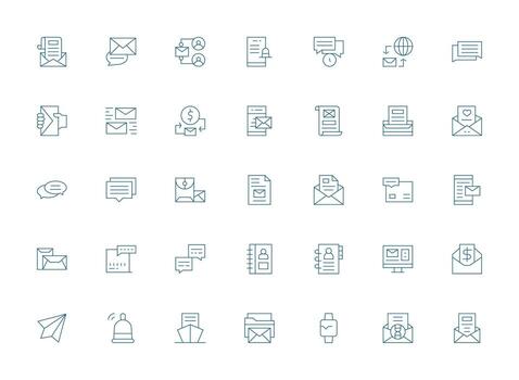 35 ligero línea vectores para correo electrónico tema pulcramente diseñado íconos para web plataformas