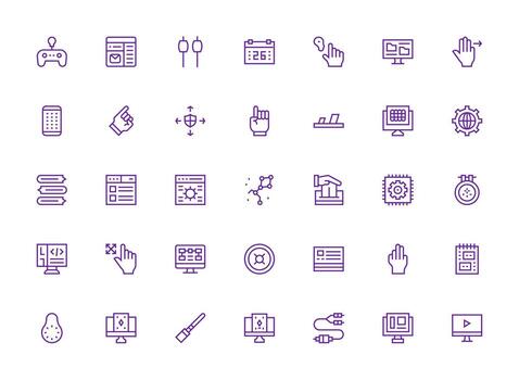 interfaz diseño íconos presentando 35 en regular limpiar línea estilo sensible icono conjunto para flexible diseños vector