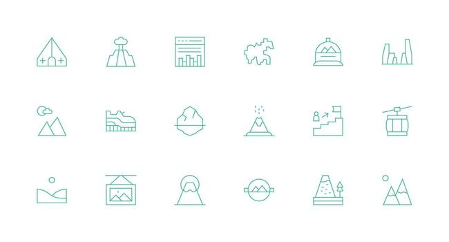 Peak featuring 18 Icons in Minimal Line Design Simple Icons for Interface and Wireframes vector
