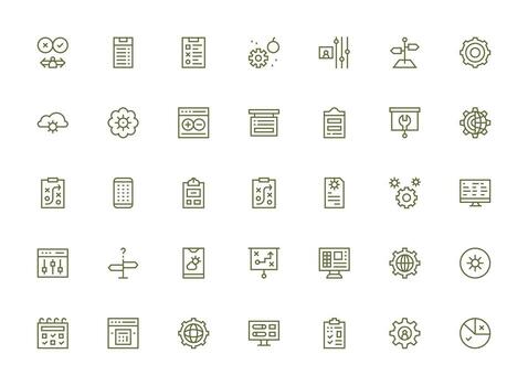 Regular Clean Line Icons from Options Set with 35 Vectors Complete Icon Set for Mobile Apps