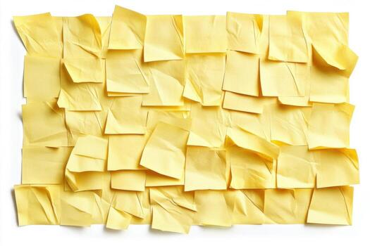 Yellow sticky notes on white background photo