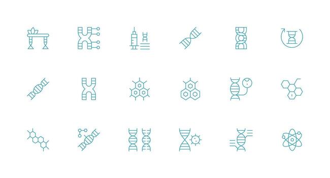 18 Minimal Line Icons for Molecular Graphics Flexible Icon System for Web Interfaces vector