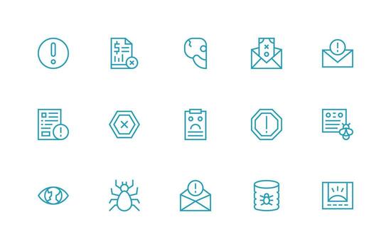 15 Error Message Icons in Regular Line Aesthetic Versatile Icon Collection for Designers vector