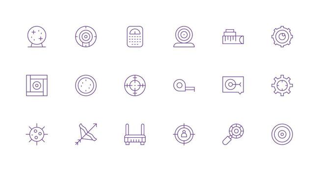 Precision Set with 18 Minimal Line Icons Icon Set vector