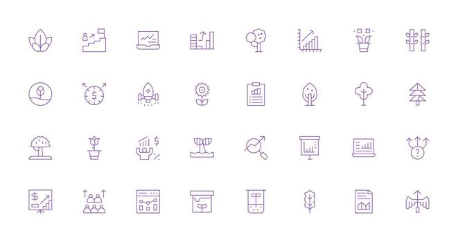 Growth featuring 32 Icons in Thin Line Design Fully Editable Icon Set for Web vector