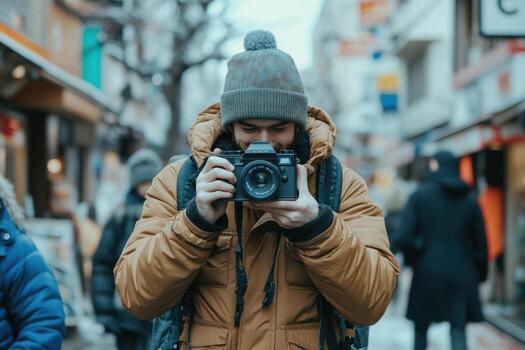 A man taking a photo with his camera