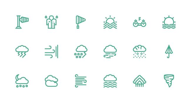 Strong Stroke Line Icons from Weather Set with 18 Vectors UI Icon Set