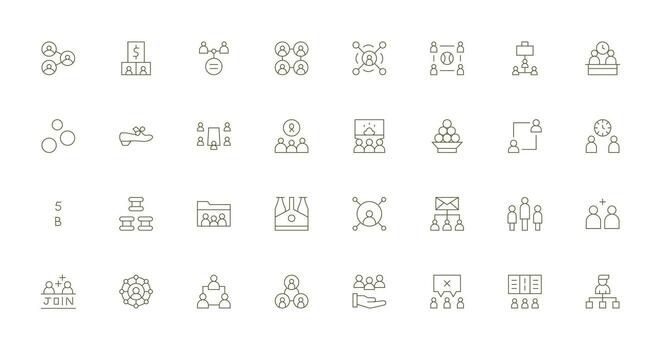 32 Thin Line Icons for Group Graphics Digital Icon Collection vector