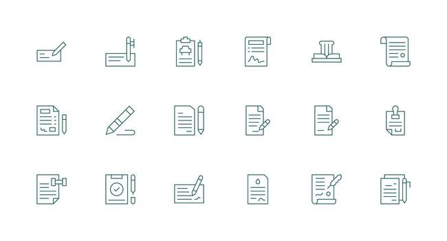 18 mínimo línea íconos para firma gráficos ordenado icono conjunto vector