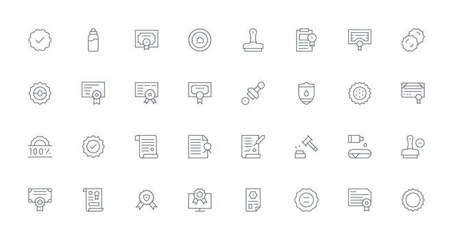 32 Icons for Seal in Thin Line Format High-Quality Icon Pack vector
