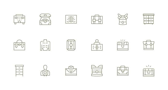 Chest featuring 18 Icons in Minimal Line Design Style Icon Set vector