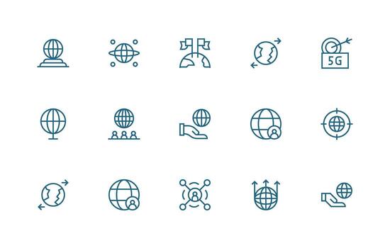 Reach Set with 15 Regular Line Icons Scalable Icons for Cross-Platform Interfaces vector