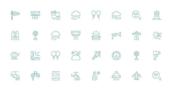 Thin Line Style Air Icons with 32 Vectors Fully Editable Icon Set for Web