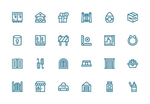 Closed Icon Collection with 24 Thick Line Line Designs Complete Icon Bundle for Web Design vector