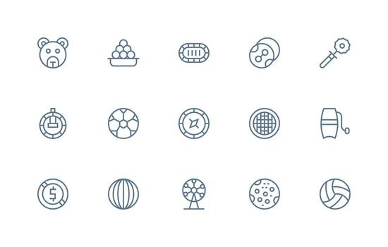 15 Regular Line Vectors for Round Theme Multi-Style Icon Collection