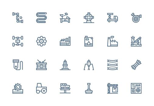 Thick Line Line Style Machinery Icons with 24 Vectors Clean Icon Collection for Web Use