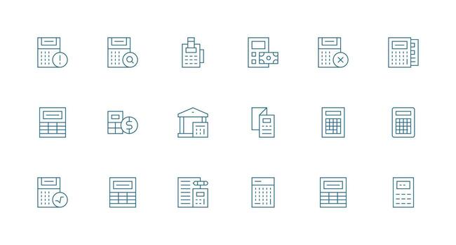 18 Icons for Calculator in Minimal Line Format UI and UX Focused Icon Collection vector