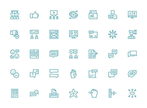 realimentación icono conjunto con 35 regular limpiar línea gráficos alta resolución íconos para ninguna plataforma vector