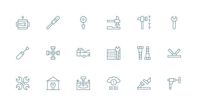 18 íconos para fijación en mínimo línea formato simplificado icono paquete para visual herramientas vector