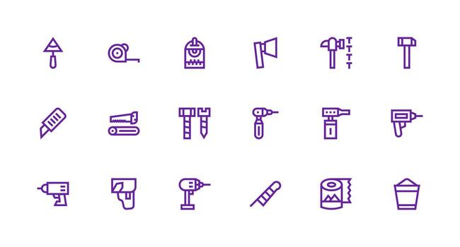 Diy Design Icons featuring 18 in Strong Stroke Line Style Sharp Icons for Presentations vector