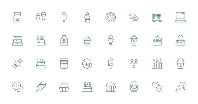 32 Thin Line Icons for Sweet Graphics Interface Icon Collection for Daily Projects vector