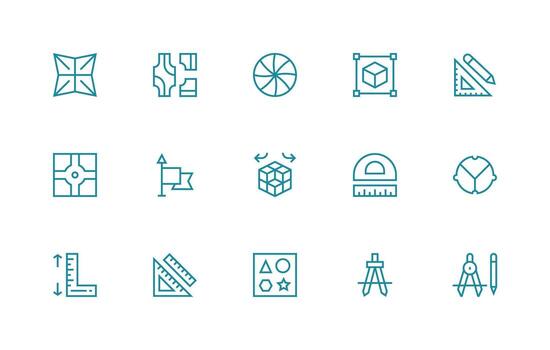 15 Geometry Icons in Regular Line Aesthetic Versatile Icon Collection for Designers vector