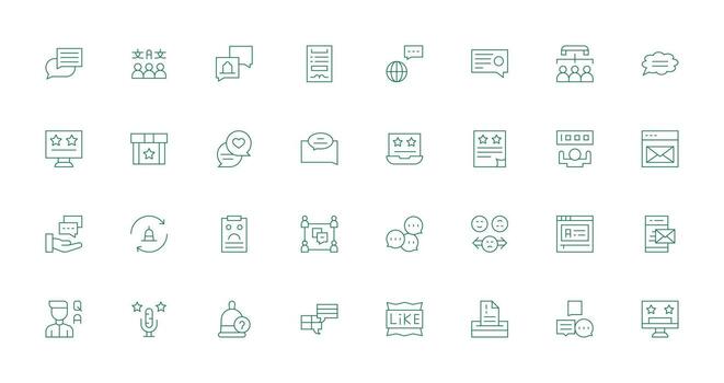 Delgado línea estilo realimentación íconos con 32 vectores interfaz icono colección para diario proyectos