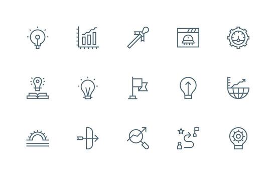 15 regular línea diseños para Progreso indicador íconos ligero icono serie vector