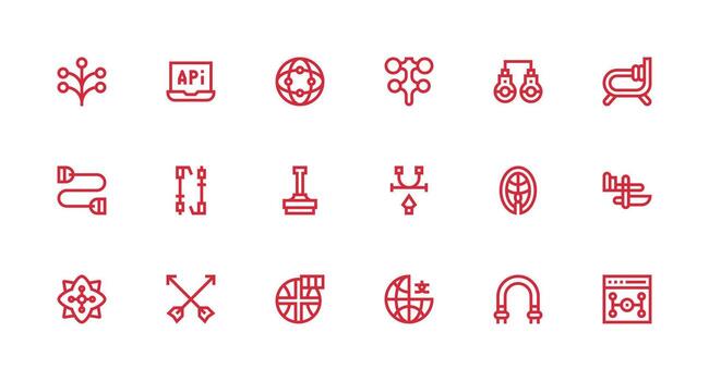 Connection Point Icon Set with 18 Strong Stroke Line Graphics General Use Icon Pack vector