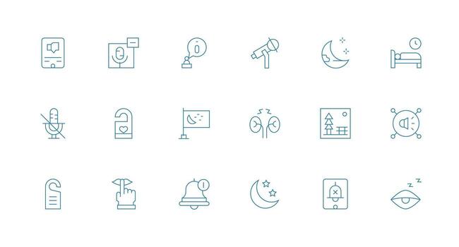 18 Icons for Quiet in Minimal Line Format UI Icon Set vector