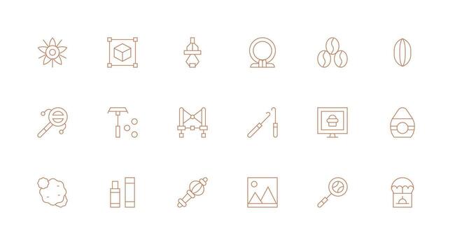 18 Minimal Line Icons for Object Graphics Simple Icons for Interface and Wireframes vector