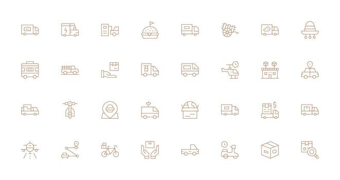 32 Thin Line Designs for Delivery Service Icons High-Resolution Icons for Any Platform vector